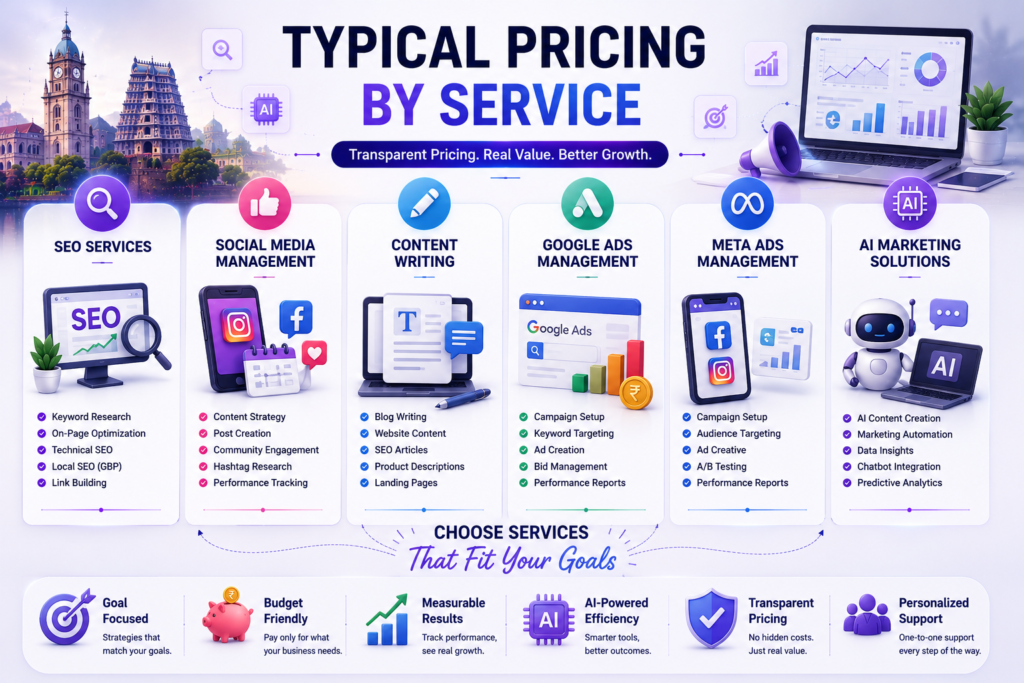 digital marketing cost in Vellore by service SEO social media ads