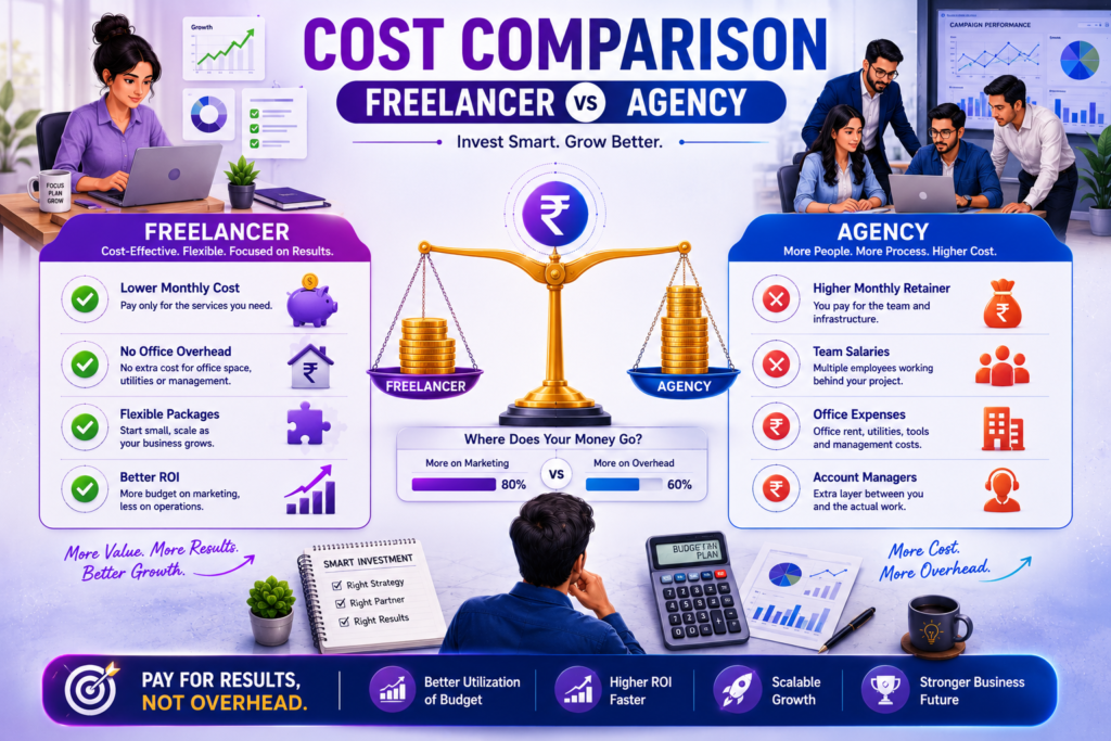 cost comparison freelancer vs agency digital marketing
